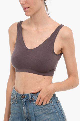Top Crop in Tinta Unita con Scollo a V