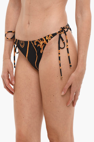 Baroque Printed Bikini Bottom with Side Tie