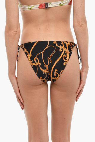Baroque Printed Bikini Bottom with Side Tie