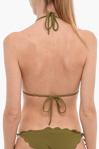 Solid Color BROADWAY Triangle Bikini Top with Scalloped Edge