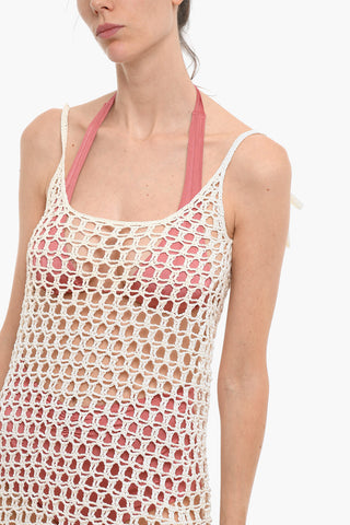 Solid Color Crochet Beach Dress with Fringes