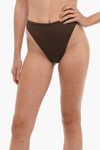 High-Waisted Solid Color Bikini Bottom