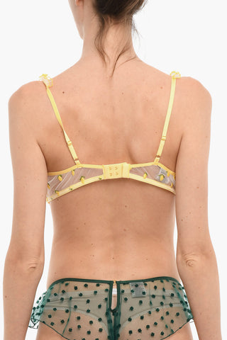 Trasparent Fabric Balconette underwire Bra with Ruffle Details
