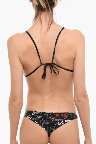 Top Bikini a Triangolo con Logo Stampato All-Over