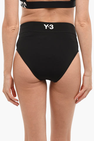 Y-3 YOHJI YAMAMOTO High-Waisted Bikini Bottom with Printed Contrasting Logo
