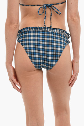Checked Bikini Bottom with Ruffle Details