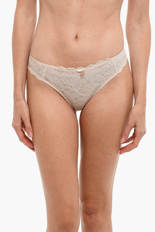 Solid Color Lace Briefs with Golden Logo