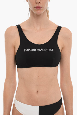 EMPORIO Stretch Cotton Bra with Printed Contrasting Logo