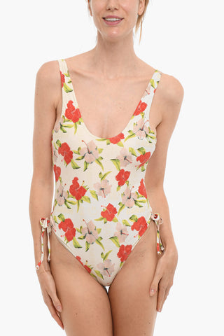 Floral Patterned Tie-Side One-Piece Swimsuit
