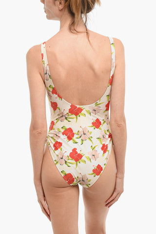 Floral Patterned Tie-Side One-Piece Swimsuit