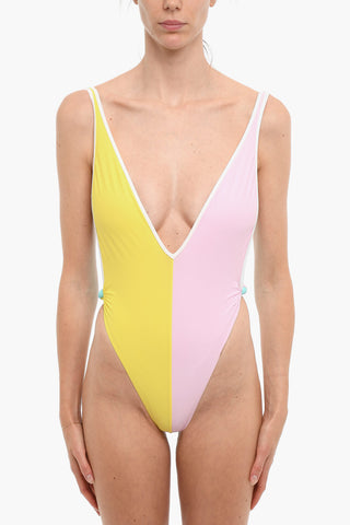 Stretch Fabric TESSAH One-Piece V-Neck Swimsuit