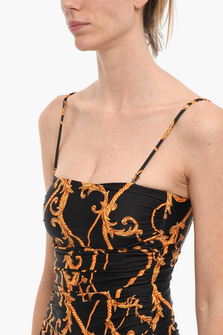 Baroque Motif Bandeau One-Piece Swimsuit