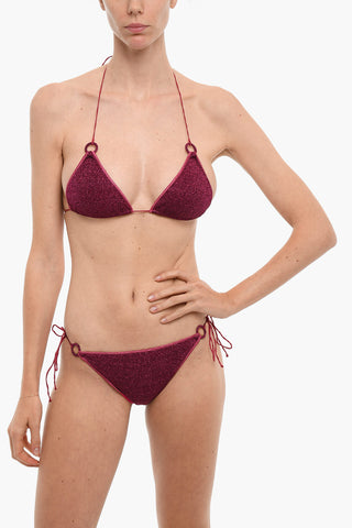 Bikini a Triangolo in Lurex con Dettagli Anello