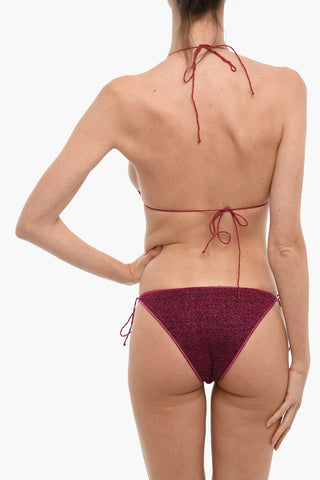 Bikini a Triangolo in Lurex con Dettagli Anello