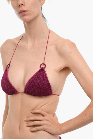 Bikini a Triangolo in Lurex con Dettagli Anello