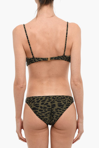 Animal Patterned Triangle Bikini with Front Bow