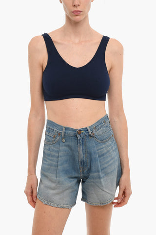 Top Crop in Tinta Unita con Scollo a V