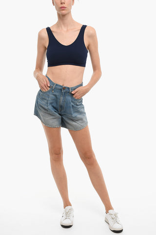 Top Crop in Tinta Unita con Scollo a V