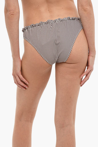Slip Bikini a Righe Awning con Dettagli Volant