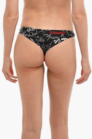 All-Over Graffiti Printed Brasilian Bikini Bottom
