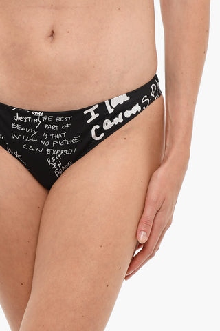 All-Over Graffiti Printed Brasilian Bikini Bottom