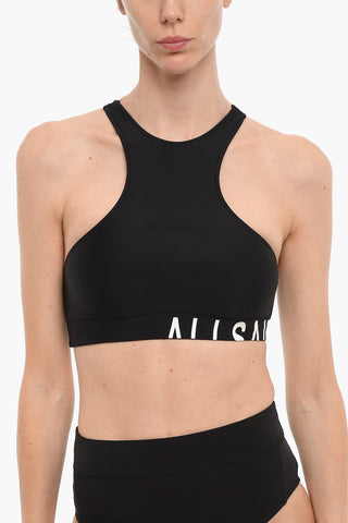 Top Bikini DARA in Tessuto Stretch con Logo Stampato a Contrasto