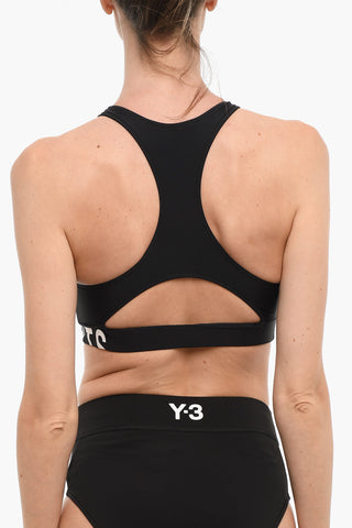 Top Bikini DARA in Tessuto Stretch con Logo Stampato a Contrasto