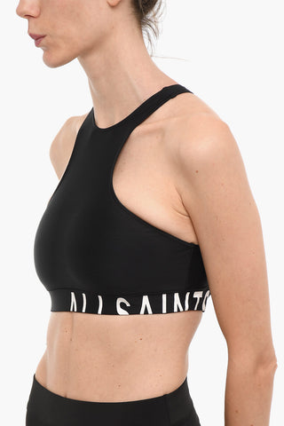 Top Bikini DARA in Tessuto Stretch con Logo Stampato a Contrasto