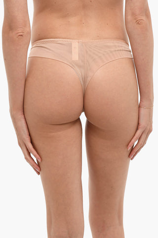 See-Through Thong with Embroidered Details