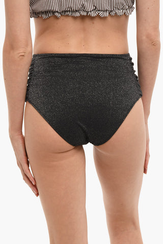 High Waist Lurex Bikini Bottom with Ruched Detailing