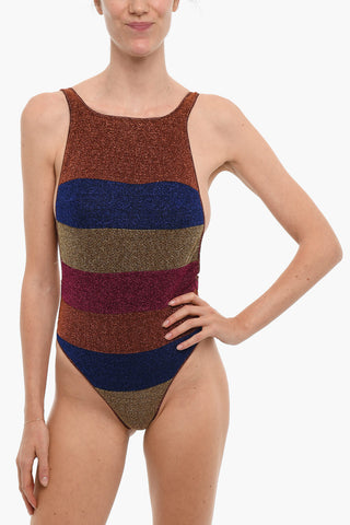 Striped Lurex One-Piece Swimsuit
