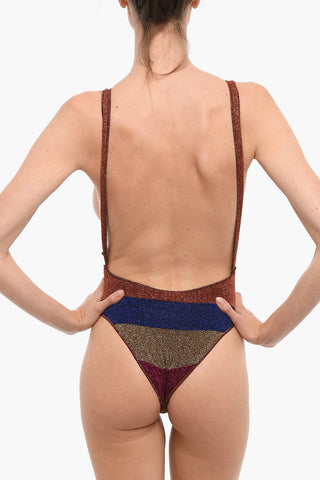 Striped Lurex One-Piece Swimsuit