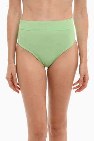 High Waist Bikini Bottom With Embossed Logo