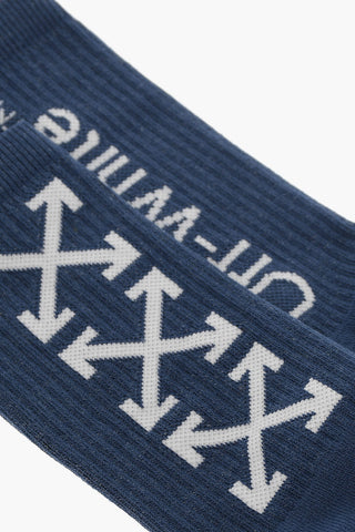 Calzini Lunghi a Costine con Ricamo Logo a contrasto