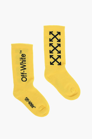 Ribbed Long Socks with Contrasting Logo Embroidery