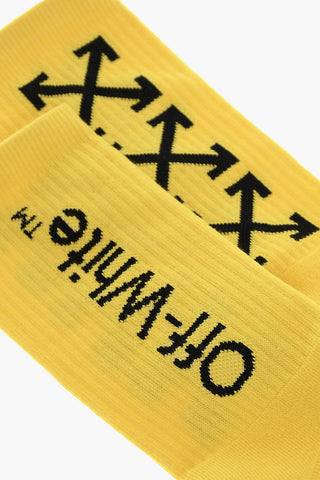 Calzini Lunghi a Costine con Ricamo Logo a contrasto