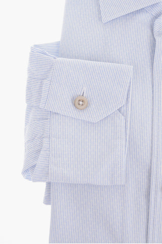ID Slim Fit Cotton Shirt with Micro Striped Motif