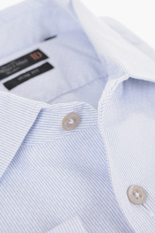ID Slim Fit Cotton Shirt with Micro Striped Motif