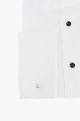 Camicia Wing Tip in Cotone con Bottoni Gioiello