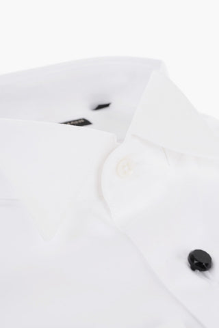 Camicia Wing Tip in Cotone con Bottoni Gioiello