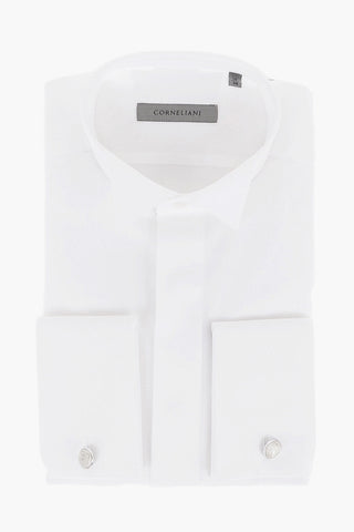 Cotton Twill Shirt with Wing Tip Collar