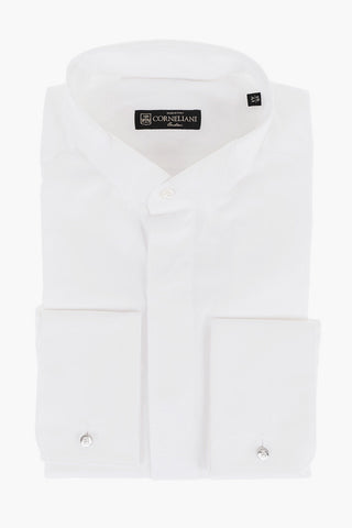Wing Tip Collar Twill Cotton Shirt
