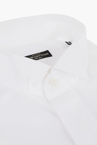 Wing Tip Collar Twill Cotton Shirt