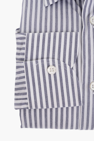 Camicia in Cotone a Righe Awning con Collo Francese