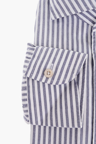 ID Awning Striped Cotton Shirt with Breast-pocket