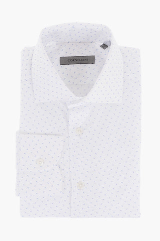 Standard Collar Cotton Shirt with Abstract Motif