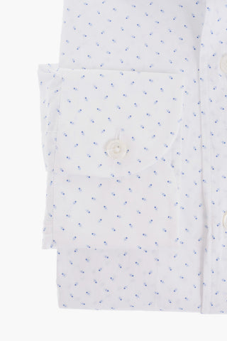 Standard Collar Cotton Shirt with Abstract Motif