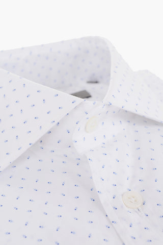 Standard Collar Cotton Shirt with Abstract Motif