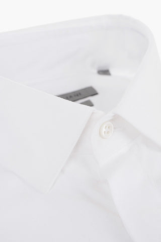 Hidden Buttoning Hopsack Cotton Shirt