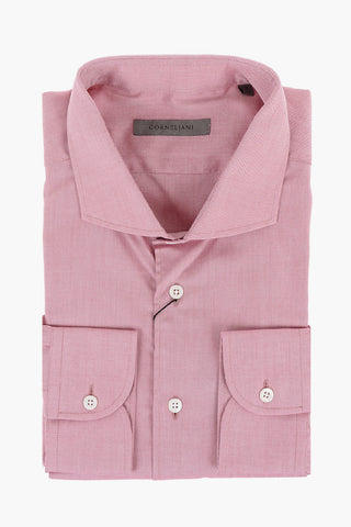 Standard Collar Hopsack Cotton Shirt